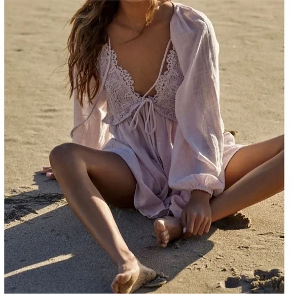 Free People Cotton Dress in dusty rose L - Picture 3 of 10